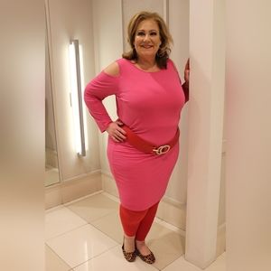 NEW NWOT Jessica London Plus Size Tropical Raspberry Cold Shoulder Dress